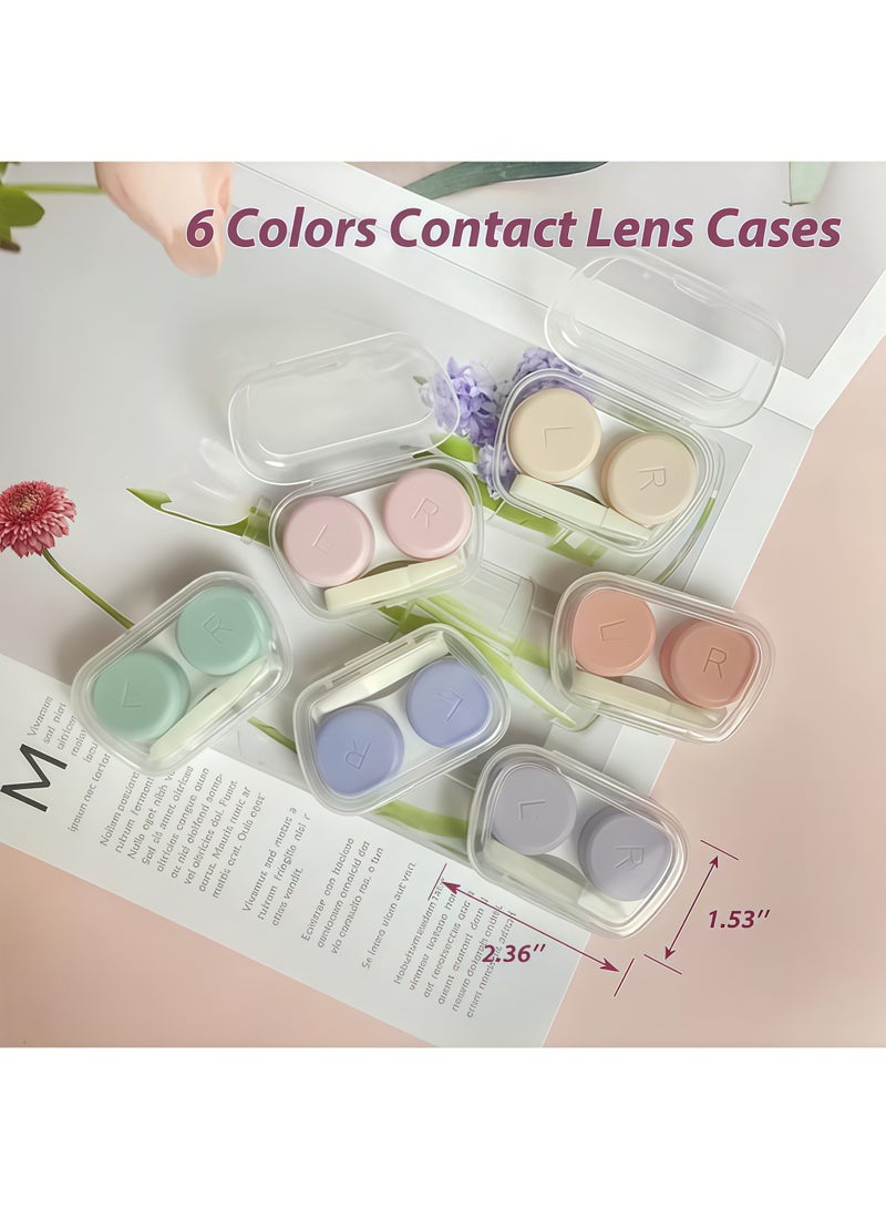 حافظة عدسات لاصقة مكونة من 6 قطع، حقيبة اتصال محمولة مع ملقط أداة توزيع المكياج، للسفر في الهواء الطلق والمنزل والمكتب والاستخدام اليومي، ملونة - Image 2